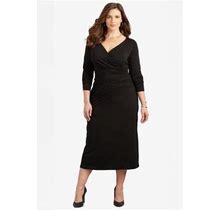 Plus Size Women's Curvy Collection Draped Midi Dress By Catherines In Black (Size 2X)