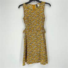 Divided By H&M Dress Women's Sz 2 Floral Round Neck Cut-Out Fit &