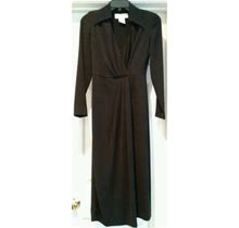 Jones York Long Sleeve Black Wrap Dress Size 2P Petite 2 Collared