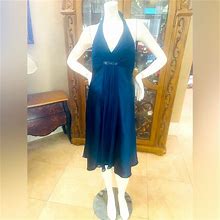 Jones New York Dresses | Jones Ny Aquamarine Beaded Halter Dress Sz 6P | Color: Blue/Green | Size: 6P