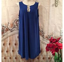 J.B.S. Dresses | Nwot Jbs Blue Knit Dress Rhinestone Keyhole 1X | Color: Blue | Size: 1X