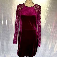 Emerald Sundae Dresses | Purple Velvet Midi Dress Sheer Sleeve | Color: Purple | Size: Xl