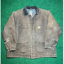 Carhartt Blanket Lined Vintage Brown Faded Jacket Chore Coat Mens Xl