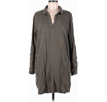 Velvet Heart Casual Dress - Shirtdress Collared Long Sleeves: Tan Print Dresses - Women's Size Medium