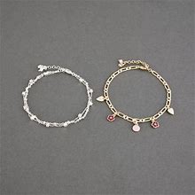 Lucky Brand Enamel Charm Anklet Set - Women's Ladies Accessories Jewelry Anklets In Two Tone