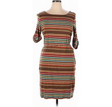 Lauren By Ralph Lauren Casual Dress - Sheath: Brown Stripes Dresses - Women's Size 1X