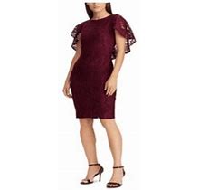Ralph Lauren Women's Cape Overlay Lace Dress Purple Size 18