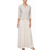 Alex Evenings Women's Two Piece Dress With Lace Jacket (Petite And Regular Sizes
