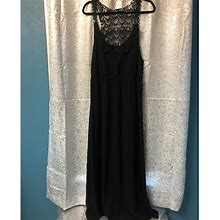 Torrid Dresses | Torrid Linen & Lace Black Midi Dress - Size 3 - Slight Bleaching On Bottom Hem | Color: Black | Size: 3X