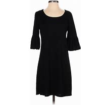 Ann Taylor LOFT Casual Dress - Fit & Flare: Black Solid Dresses - Women's Size 0