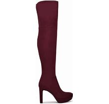 Nine West Shoes | Nine West Burgundy Platform Knee High Boots - Size: 6 | Color: Silver | Size: 6