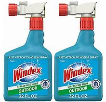 Windex Outdoor Window, Glass, & Patio Cleaner With Hose Attachment, 32 Fl Oz - Pack Of 2 (Packaging May Vary)