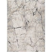 Signature Design By Ashley Wyscott Contemporary 5 X 7 High Pile Marble Abstract Design Rug, Beige, Gray & Black