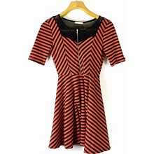 Tea N Rose Dresses | Tea N Rose Orange & Black Striped Dress Size S/M | Color: Black/Orange | Size: S