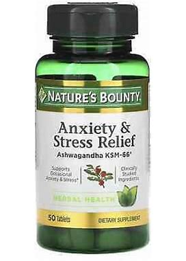 2 X Nature's Bounty, Anxiety & Stress Relief, Ashwagandha Ksm-66, 50