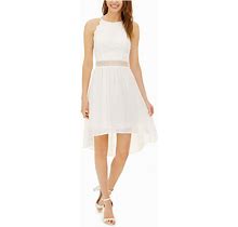 BCX DRESS Womens White Sleeveless Knee Length Party Hi-Lo Dress Juniors 11