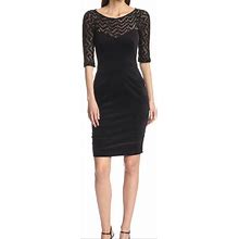 L'agence Dresses | Lagence New Black Chevron Metallic Open Knit Yoke Velvet Mini Dress | Color: Black | Size: 6