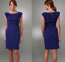 Diane Von Furstenberg Dvf Blue Jamila Ruched Dress Women's Size 8