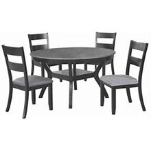 Furniture Of America Timona 5-Piece Gray Round Wood Top Dining Table Set