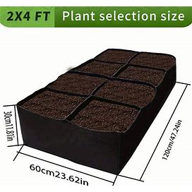 1 Pack, Garden Bed, 128 Gallon 8 Grids Plant Grow Bags, 3x6ft Breathable Planter Raised Beds For Growing Vegetables Potatoes Flowers, Rectangle,Temu