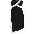 Halston Women's Lanie Strapless Cocktail Dress - Black White - Size 6