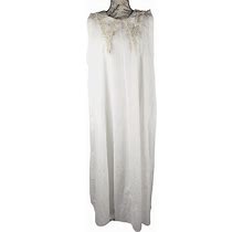 ZARA Crochet Collar Long Boho Flowy White Cotton Flounce Maxi Dress Women Size L