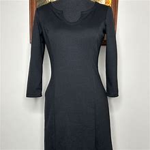 Ann Taylor Loft Dresses | Ann Taylor Loft Women's Petites Pencil Cut Dress 0P Office Casual 3/4 Sleeve | Color: Black | Size: 0P