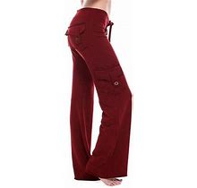 Blczomt Loose Cargo Pants Women Relaxed Fit Elastic Waisted Full Length Botton Pants Classic Large Size Chic Pure Color With Pockect Slacks