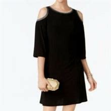 Msk Dresses | Sale Nwt Nordstrom Metallic Cold Shoulder Dress | Color: Black/Gold | Size: Various