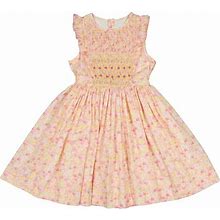 Antoinette Paris | Iris Floral Frilled Sleeveless Smocked Yoke Dress, (Pink, Size 2Y) | Maisonette