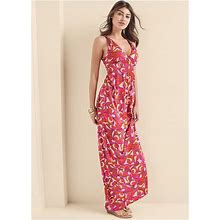 Women's Geometric Print Maxi Dress - Pink Multi, Size L By Venus