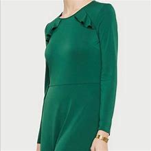 Ann Taylor Dresses | Ann Taylor - Knit Ruffle Flare Dress | Color: Green | Size: 6