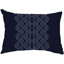 Dotted Focus 14"X20" Geometric Print Decorative Outdoor Throw Pillow, Blue, Throw Pillows, By E By Design