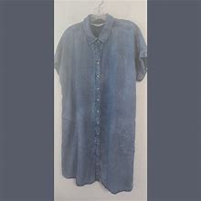 Soft Surroundings Dresses | Soft Surroundings Short Sleeve Tencel Denim Look Shirt Dress Sz Medium | Color: Blue | Size: M