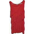 CALVIN KLEIN Coral Dress Size 10 Front Cascading Ruffle Casual Dressy Cruise