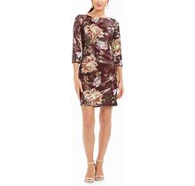 Vince Camuto Dresses | Vince Camuto Women's Floral Sequin Shift Dress -Color- Size 6 | Color: Brown | Size: 6