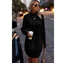 Chunky Turtleneck Sweater Dress Black / Medium (6-8)