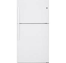 GE GIE21G 33 Inch Wide 21.2 Cu. Ft. Energy Star Rated Top Mount Refrigerator With Snack Drawer White Refrigeration Appliances Full Size Refrigerators