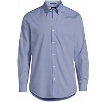 Lands' End Men's Blue Tailored Fit No Iron Solid Supima Cotton Pinpoint Buttondown Collar Dress Shirt - - - 17H33