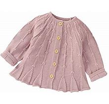 Kiapeise Baby Girl Knit Cardigan, Simple Solid Color Single-Breasted A-Line Loose Version Spring Clothing