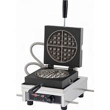 Krampouz WECCCCAS Single Classic American Commercial Waffle Maker W/ Cast Iron Grids, 1440W, Stainless Steel