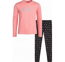DKNY Girls' Leggings Set - 2 Piece Long Sleeve T-Shirt And Leggings (Size: 7-16)