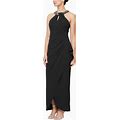 Sl Fashions Petite Embellished-Neck Sleeveless Dress - Black