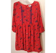 Old Navy Womens Mini Dress Size Small Petite Floral Red Long Sleeve