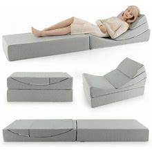 Costway 4-In-1 Convertible Folding Sofa Bed Floor Futon Sleeper Couch Chair Single Grey
