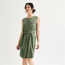 Women's Sonoma Goods For Life® Utility Belted Dress, Size: Medium, Med Green