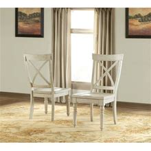Riverside Furniture Aberdeen Wood Dining Side Chair In Weathered Worn White
