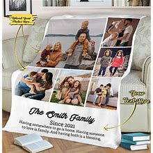 Customized Photo Blanket For Couples Family Blanket With Photo And Text Custom Blanket For Valentine Day Birthday Anniversary Fleece Throws