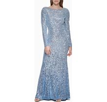 Eliza J Women's Long Sleeve Boat Neck Sequin Gown Dress