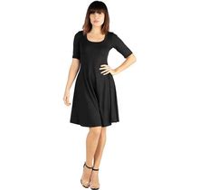 Women's 24Seven Comfort Apparel Knee Length A-Line Dress, Size: XXL, Black